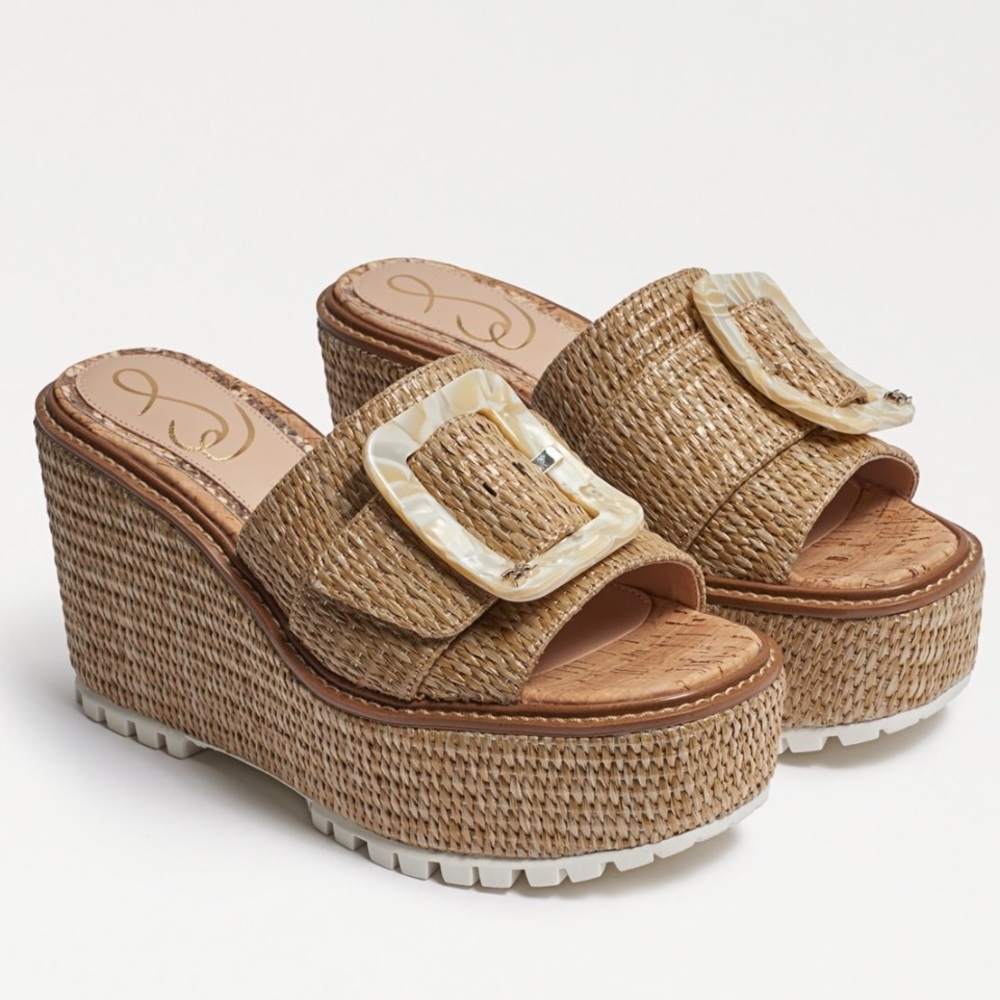Sam edelman livi wicker wedge sandals w/ buckle